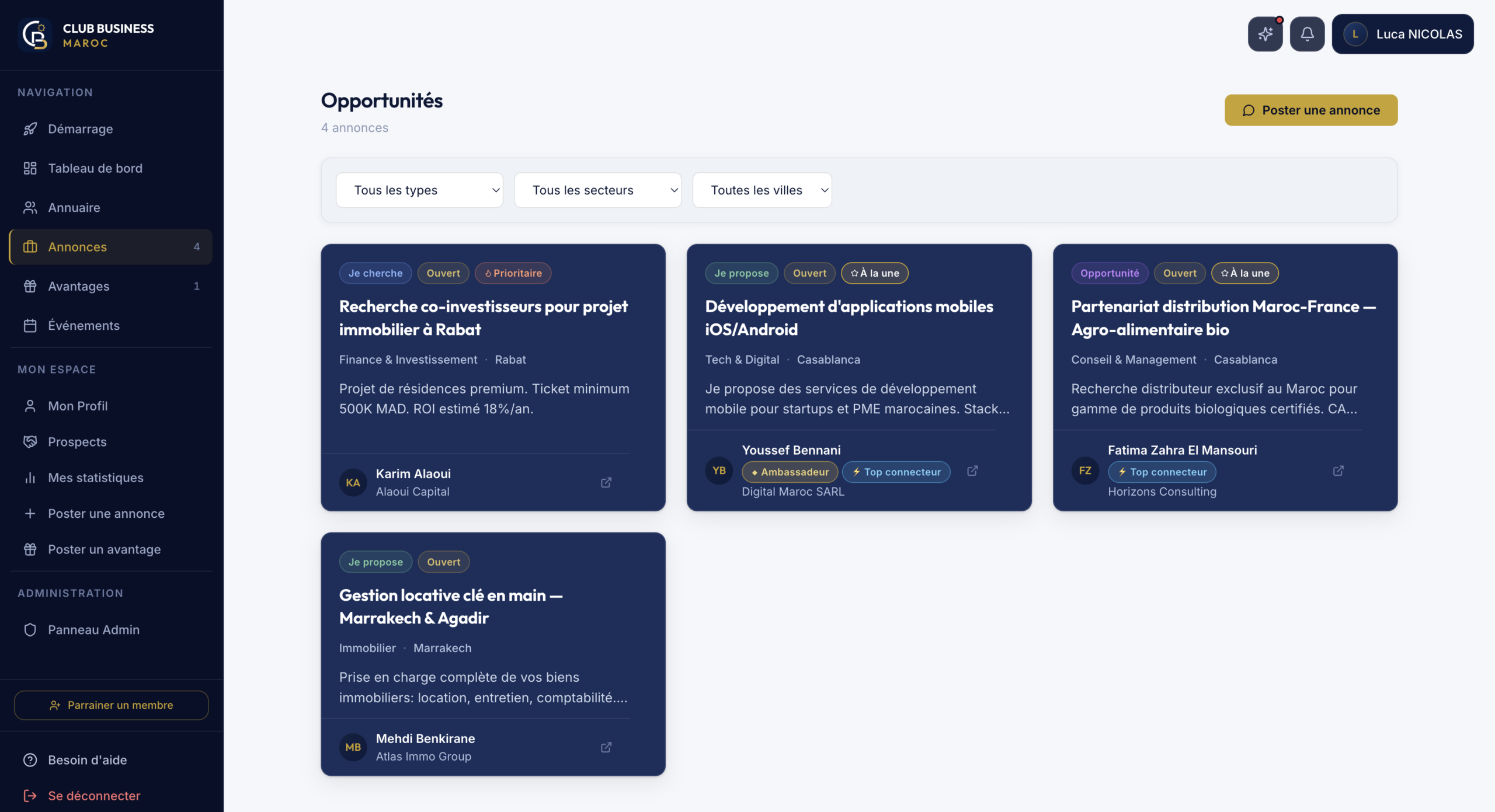 Visuel plateforme du Club Business Maroc Visuel plateforme du Club Business Maroc