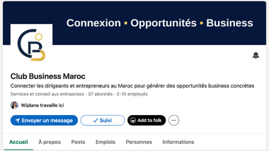 Création de la page LinkedIn du Club Business Maroc